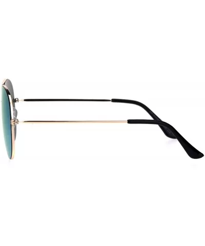 Color Mirror Lens Flat Panel Lens Metal Rim Officer Style Pilots Sunglasses - Gold Blue - CR18IDTEAA4 $6.96 Round