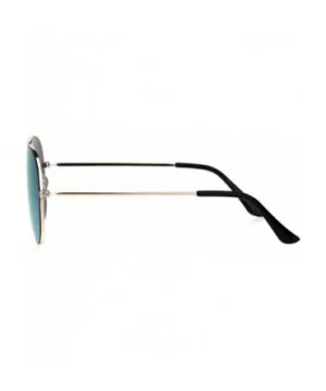 Color Mirror Lens Flat Panel Lens Metal Rim Officer Style Pilots Sunglasses - Gold Blue - CR18IDTEAA4 $6.96 Round