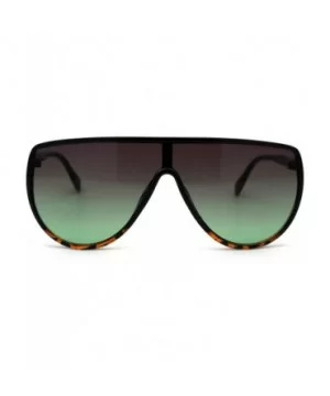 Womens Shield Oversize Plastic Designer Fashion Sunglasses - Black Tortoise Green Smoke - C6196R4RT3M $7.44 Rectangular