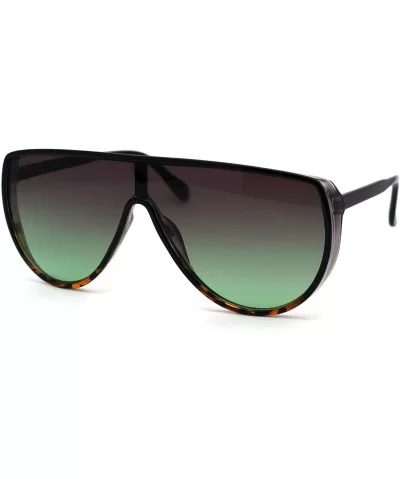 Womens Shield Oversize Plastic Designer Fashion Sunglasses - Black Tortoise Green Smoke - C6196R4RT3M $7.44 Rectangular