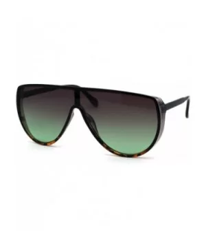 Womens Shield Oversize Plastic Designer Fashion Sunglasses - Black Tortoise Green Smoke - C6196R4RT3M $7.44 Rectangular