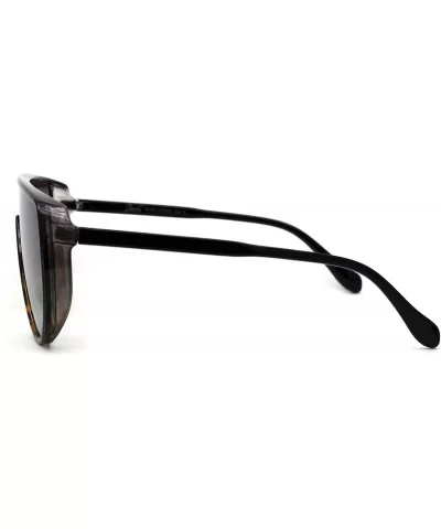 Womens Shield Oversize Plastic Designer Fashion Sunglasses - Black Tortoise Green Smoke - C6196R4RT3M $7.44 Rectangular