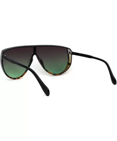 Womens Shield Oversize Plastic Designer Fashion Sunglasses - Black Tortoise Green Smoke - C6196R4RT3M $7.44 Rectangular