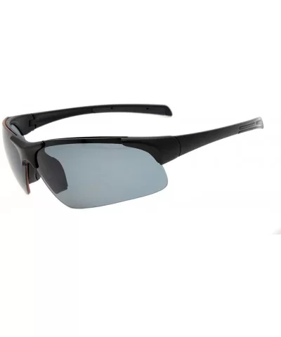 Polycarbonate Half-Rimless Polarized Sport Sunglasses TR90 Unbreakable - Black/Grey Lens - C612NYR0TPY $18.28 Rectangular