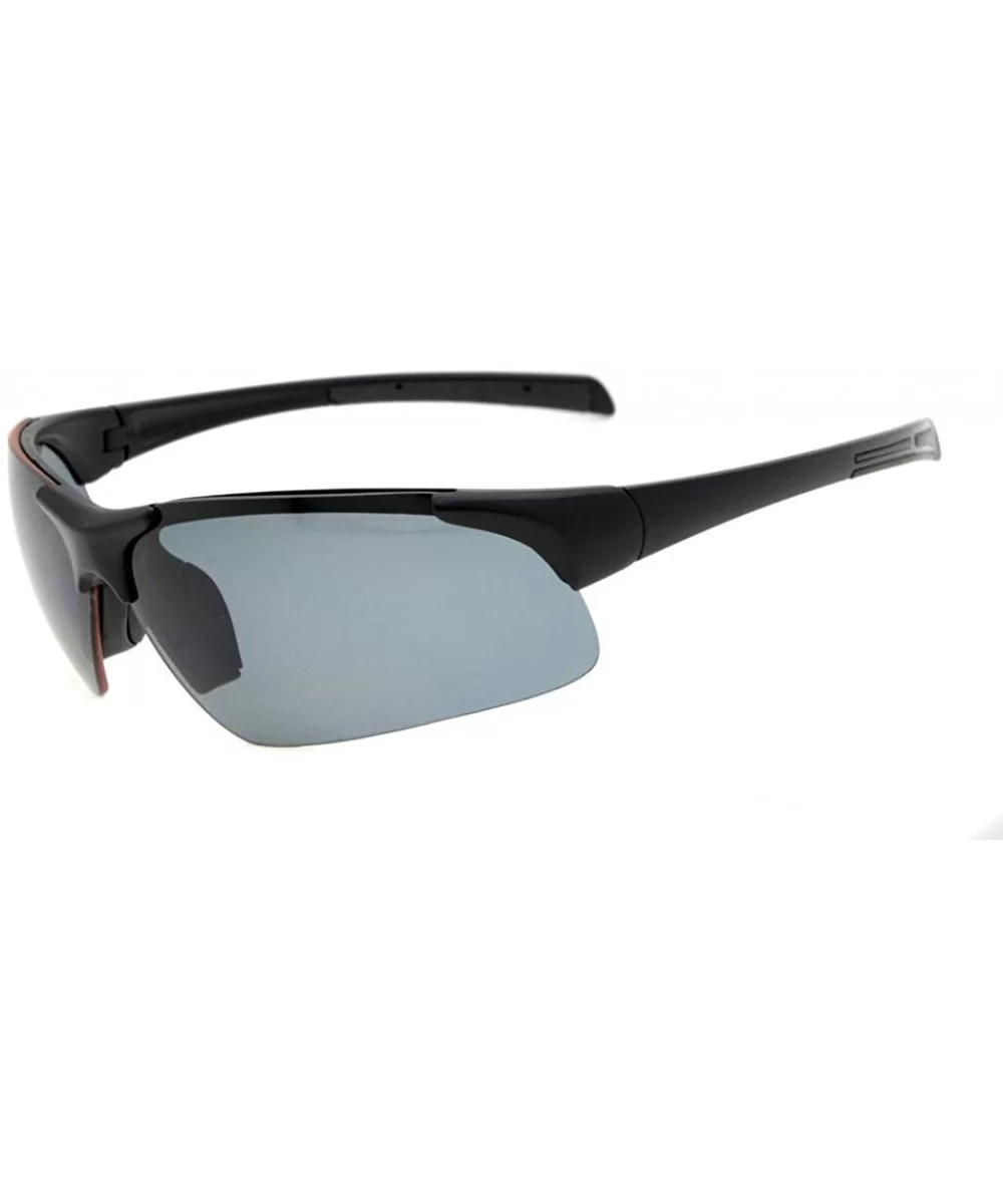 Polycarbonate Half-Rimless Polarized Sport Sunglasses TR90 Unbreakable - Black/Grey Lens - C612NYR0TPY $18.28 Rectangular