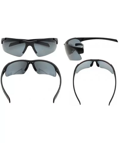 Polycarbonate Half-Rimless Polarized Sport Sunglasses TR90 Unbreakable - Black/Grey Lens - C612NYR0TPY $18.28 Rectangular