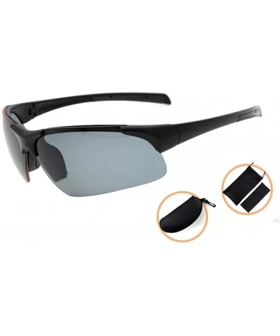 Polycarbonate Half-Rimless Polarized Sport Sunglasses TR90 Unbreakable - Black/Grey Lens - C612NYR0TPY $18.28 Rectangular