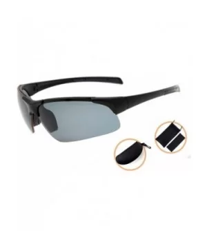 Polycarbonate Half-Rimless Polarized Sport Sunglasses TR90 Unbreakable - Black/Grey Lens - C612NYR0TPY $18.28 Rectangular