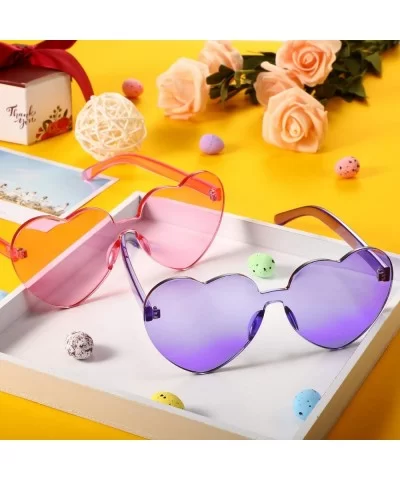 2 Pieces Heart Shape Rimless Sunglasses Transparent Candy Color Frameless Glasses Love Eyewear - C818RC322TU $6.76 Rimless