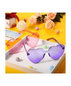 2 Pieces Heart Shape Rimless Sunglasses Transparent Candy Color Frameless Glasses Love Eyewear - C818RC322TU $6.76 Rimless