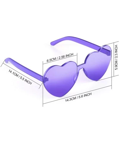 2 Pieces Heart Shape Rimless Sunglasses Transparent Candy Color Frameless Glasses Love Eyewear - C818RC322TU $6.76 Rimless