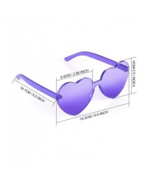 2 Pieces Heart Shape Rimless Sunglasses Transparent Candy Color Frameless Glasses Love Eyewear - C818RC322TU $6.76 Rimless