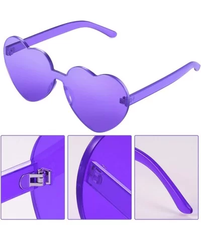 2 Pieces Heart Shape Rimless Sunglasses Transparent Candy Color Frameless Glasses Love Eyewear - C818RC322TU $6.76 Rimless