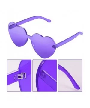 2 Pieces Heart Shape Rimless Sunglasses Transparent Candy Color Frameless Glasses Love Eyewear - C818RC322TU $6.76 Rimless