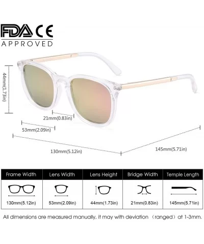 Polarized Sunglasses for Women Men Retro square lens uv400 protection - Clear/Mirrored Pink - CK18A32A75S $8.66 Semi-rimless