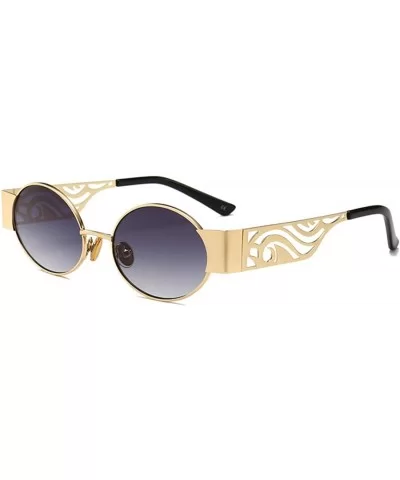 Men's and women's Fashion Resin lens Oval Frame Retro Sunglasses UV400 - Gold Gray - CI18N6RNQ6D $10.07 Oval