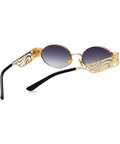 Men's and women's Fashion Resin lens Oval Frame Retro Sunglasses UV400 - Gold Gray - CI18N6RNQ6D $10.07 Oval