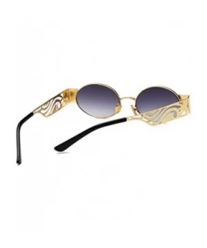 Men's and women's Fashion Resin lens Oval Frame Retro Sunglasses UV400 - Gold Gray - CI18N6RNQ6D $10.07 Oval