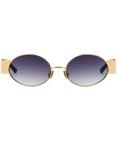 Men's and women's Fashion Resin lens Oval Frame Retro Sunglasses UV400 - Gold Gray - CI18N6RNQ6D $10.07 Oval