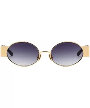 Men's and women's Fashion Resin lens Oval Frame Retro Sunglasses UV400 - Gold Gray - CI18N6RNQ6D $10.07 Oval