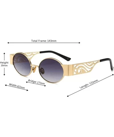 Men's and women's Fashion Resin lens Oval Frame Retro Sunglasses UV400 - Gold Gray - CI18N6RNQ6D $10.07 Oval