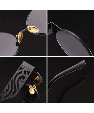 Men's and women's Fashion Resin lens Oval Frame Retro Sunglasses UV400 - Gold Gray - CI18N6RNQ6D $10.07 Oval