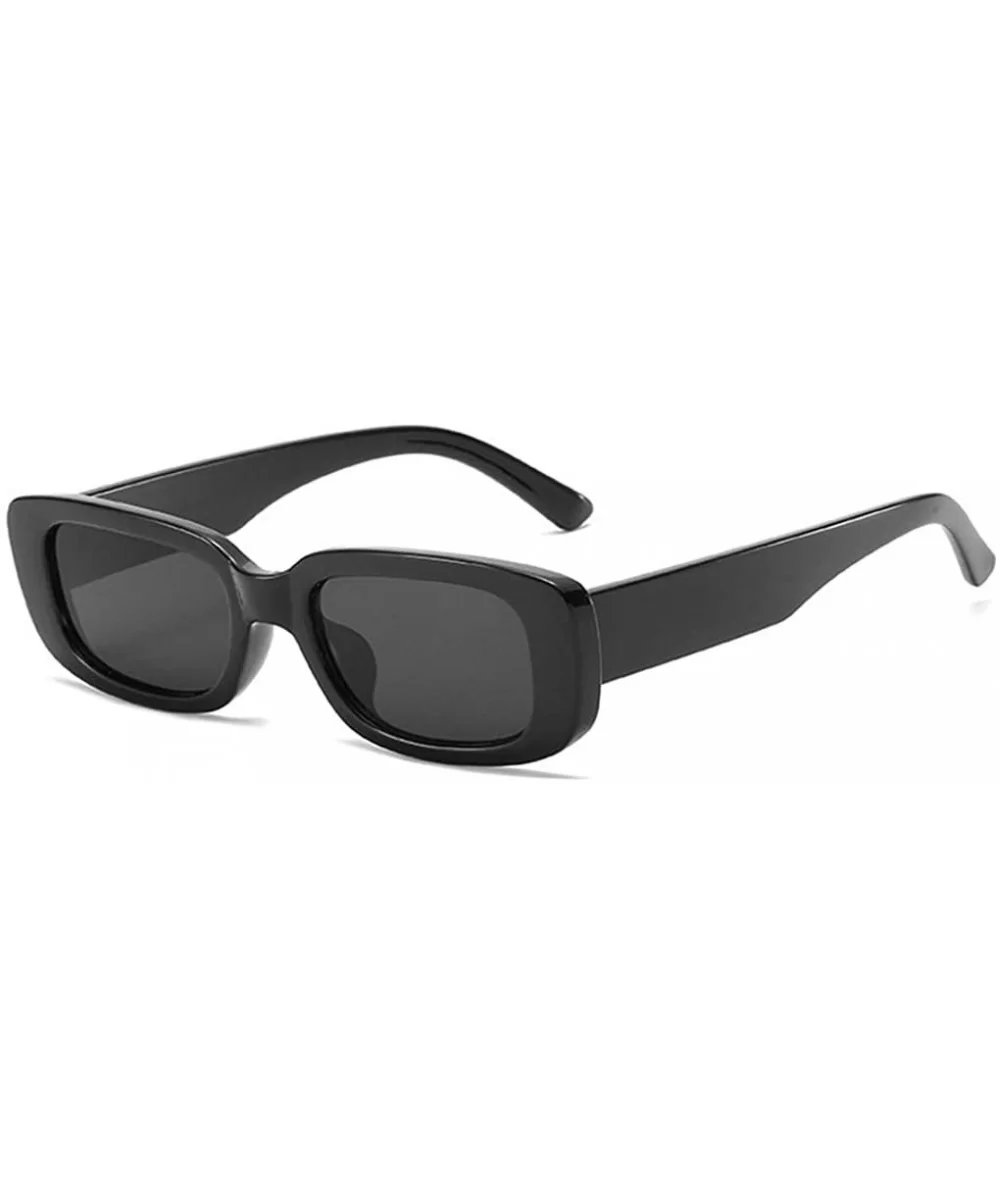 Small Rectangle Sunglasses Women UV 400 Retro Square Driving Glasses - Bright Black - C4198QWKGQK $6.78 Square