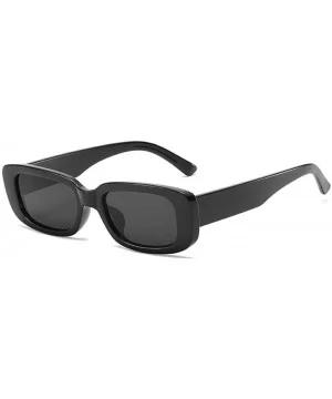 Small Rectangle Sunglasses Women UV 400 Retro Square Driving Glasses - Bright Black - C4198QWKGQK $6.78 Square