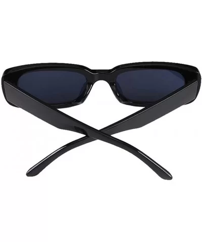 Small Rectangle Sunglasses Women UV 400 Retro Square Driving Glasses - Bright Black - C4198QWKGQK $6.78 Square