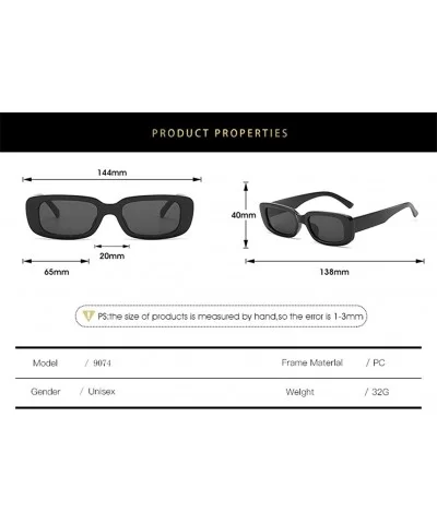 Small Rectangle Sunglasses Women UV 400 Retro Square Driving Glasses - Bright Black - C4198QWKGQK $6.78 Square