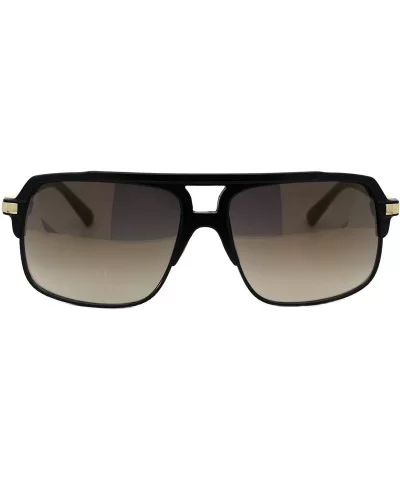 Mens Designer Fashion Sunglasses Square Rectangular Mirror Lens UV 400 - Matte Black (Gold Mirror) - CB197QRDKTK $7.13 Rectan...