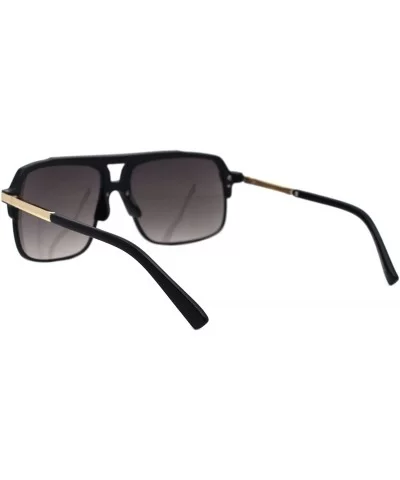 Mens Designer Fashion Sunglasses Square Rectangular Mirror Lens UV 400 - Matte Black (Gold Mirror) - CB197QRDKTK $7.13 Rectan...