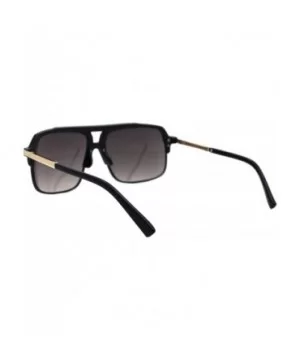 Mens Designer Fashion Sunglasses Square Rectangular Mirror Lens UV 400 - Matte Black (Gold Mirror) - CB197QRDKTK $7.13 Rectan...