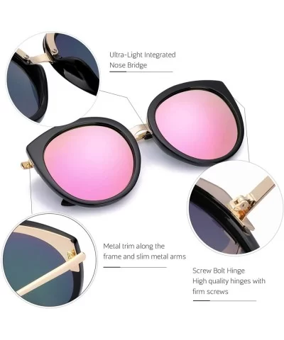 Myiaur Fashion Cat Eye Mirror Sunglasses Women Polarized UV Protection Stylish Design - C618QMZUMNC $17.17 Wayfarer