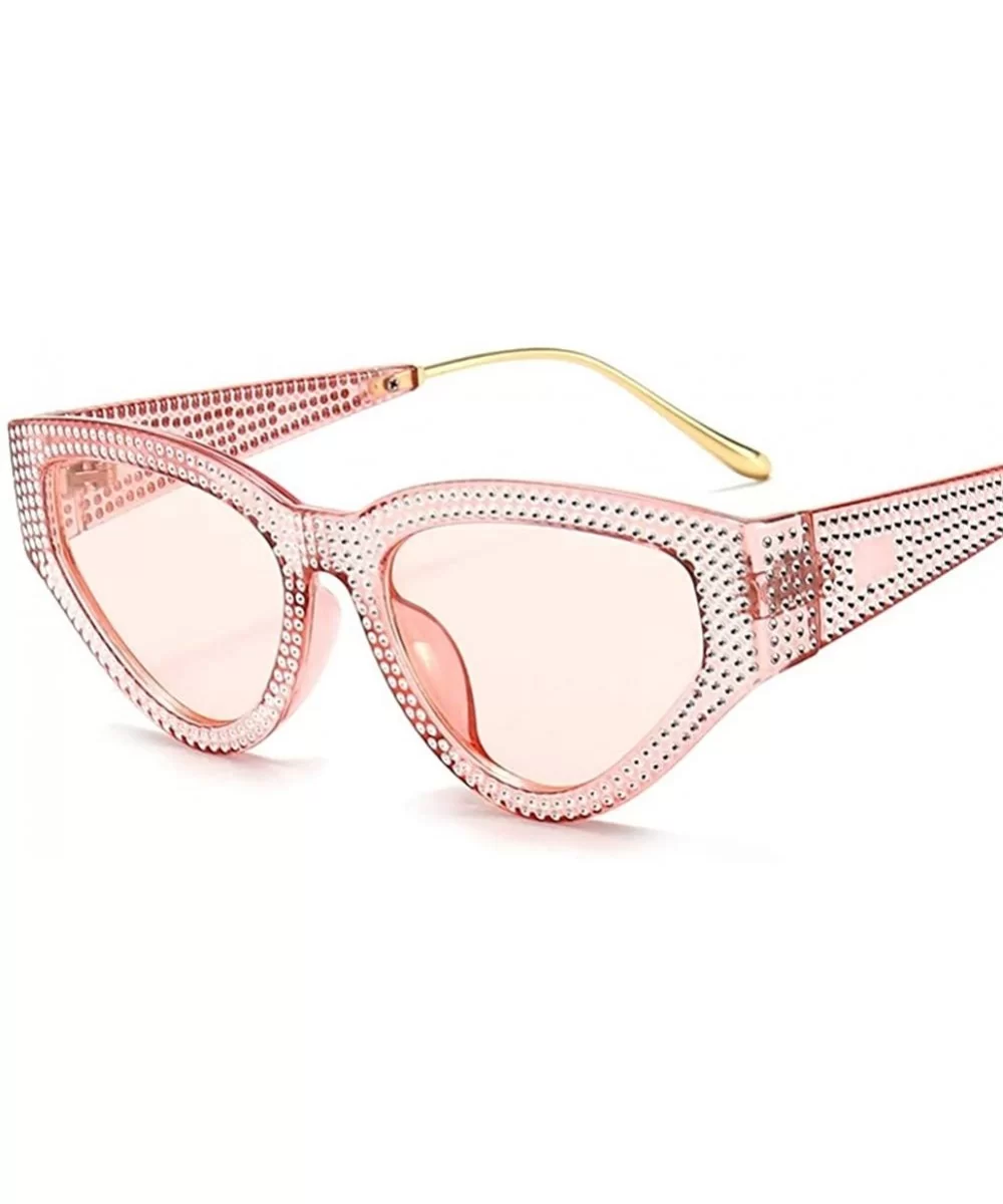 Women Rhinestone Cat Eye Sunglasses Sexy Diamond Triangle Sun Glasses Female Shades UV400 - Clearpinkpink - CR1906CTGWL $8.70...