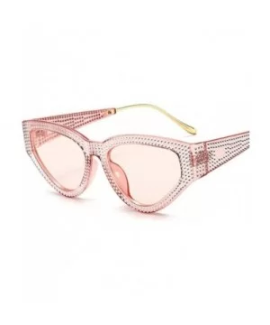 Women Rhinestone Cat Eye Sunglasses Sexy Diamond Triangle Sun Glasses Female Shades UV400 - Clearpinkpink - CR1906CTGWL $8.70...