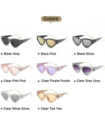 Women Rhinestone Cat Eye Sunglasses Sexy Diamond Triangle Sun Glasses Female Shades UV400 - Clearpinkpink - CR1906CTGWL $8.70...