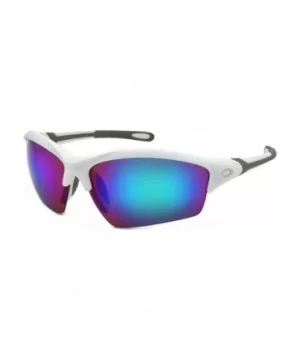 Men's Half Rim Sports Sunglasses with Color Mirrored Lens 570060/REV - Matte White - C01271CS0SF $5.67 Rimless