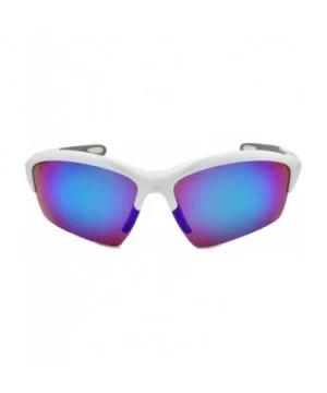 Men's Half Rim Sports Sunglasses with Color Mirrored Lens 570060/REV - Matte White - C01271CS0SF $5.67 Rimless