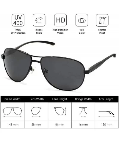 Classic Metal Aviator Polarized Unisex Sunglasses with UV400 Scratch Resistant Lenses - Black Frame Black Lens - CL19D0OYXGR ...