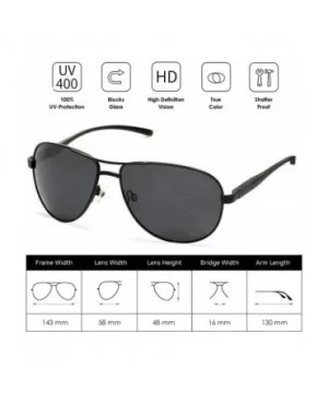 Classic Metal Aviator Polarized Unisex Sunglasses with UV400 Scratch Resistant Lenses - Black Frame Black Lens - CL19D0OYXGR ...