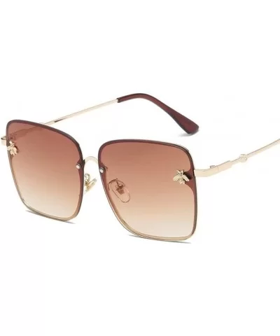 Sunglasses Women Men Retro Metal Frame Oversized Sun Glasses Female (Color Tea) - Tea - C1199EHYTRA $10.90 Oversized