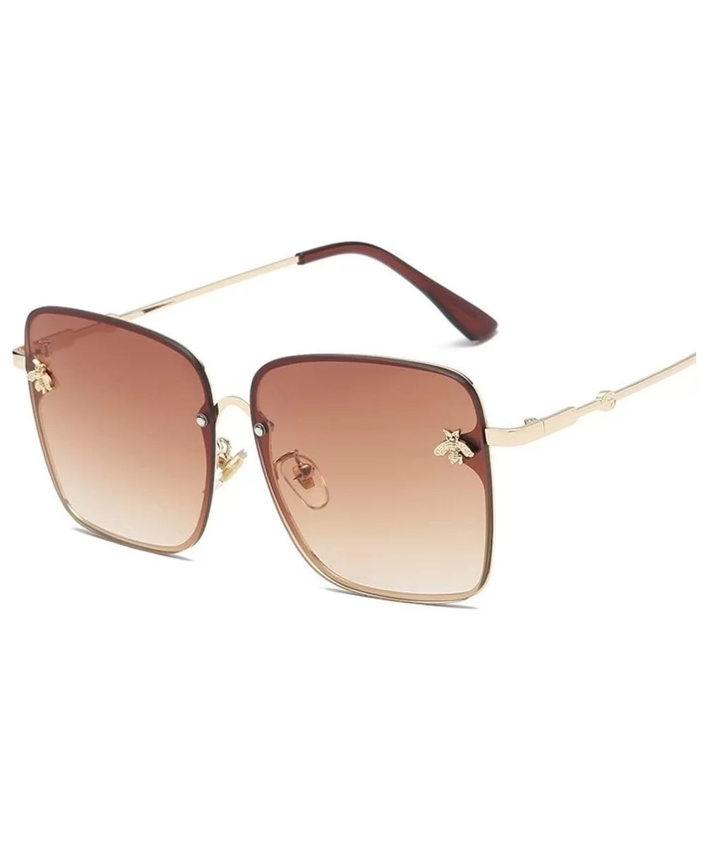 Sunglasses Women Men Retro Metal Frame Oversized Sun Glasses Female (Color Tea) - Tea - C1199EHYTRA $10.90 Oversized