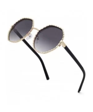 Round Hippie Metal Sunglasses for Women Man Retro Vintage Wave-shaped Sun Glasses - Black - CC18WOEGKTA $10.81 Oversized