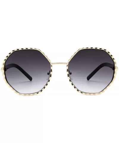 Round Hippie Metal Sunglasses for Women Man Retro Vintage Wave-shaped Sun Glasses - Black - CC18WOEGKTA $10.81 Oversized