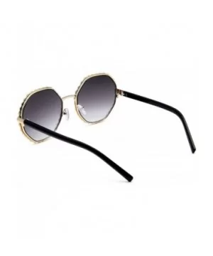 Round Hippie Metal Sunglasses for Women Man Retro Vintage Wave-shaped Sun Glasses - Black - CC18WOEGKTA $10.81 Oversized