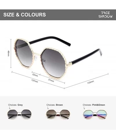 Round Hippie Metal Sunglasses for Women Man Retro Vintage Wave-shaped Sun Glasses - Black - CC18WOEGKTA $10.81 Oversized