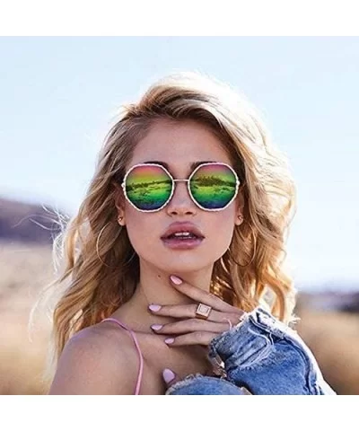 Round Hippie Metal Sunglasses for Women Man Retro Vintage Wave-shaped Sun Glasses - Black - CC18WOEGKTA $10.81 Oversized