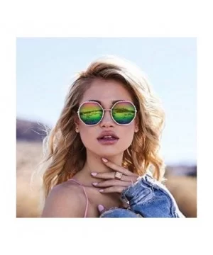 Round Hippie Metal Sunglasses for Women Man Retro Vintage Wave-shaped Sun Glasses - Black - CC18WOEGKTA $10.81 Oversized