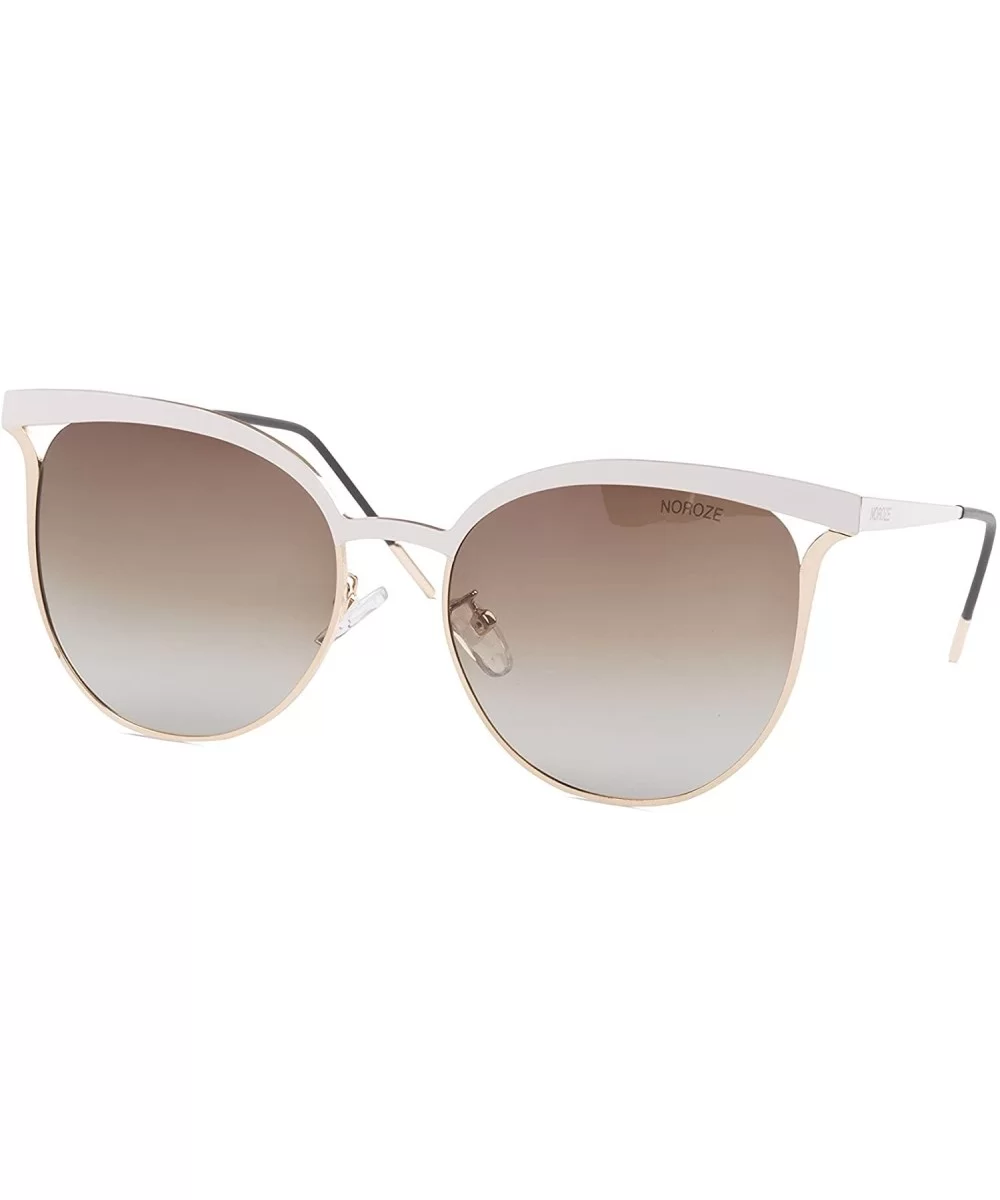 Womens Polarised Cat Eye Sunglasses Summer Shades - White - Brown Gradient - C718EONCCHY $29.42 Square